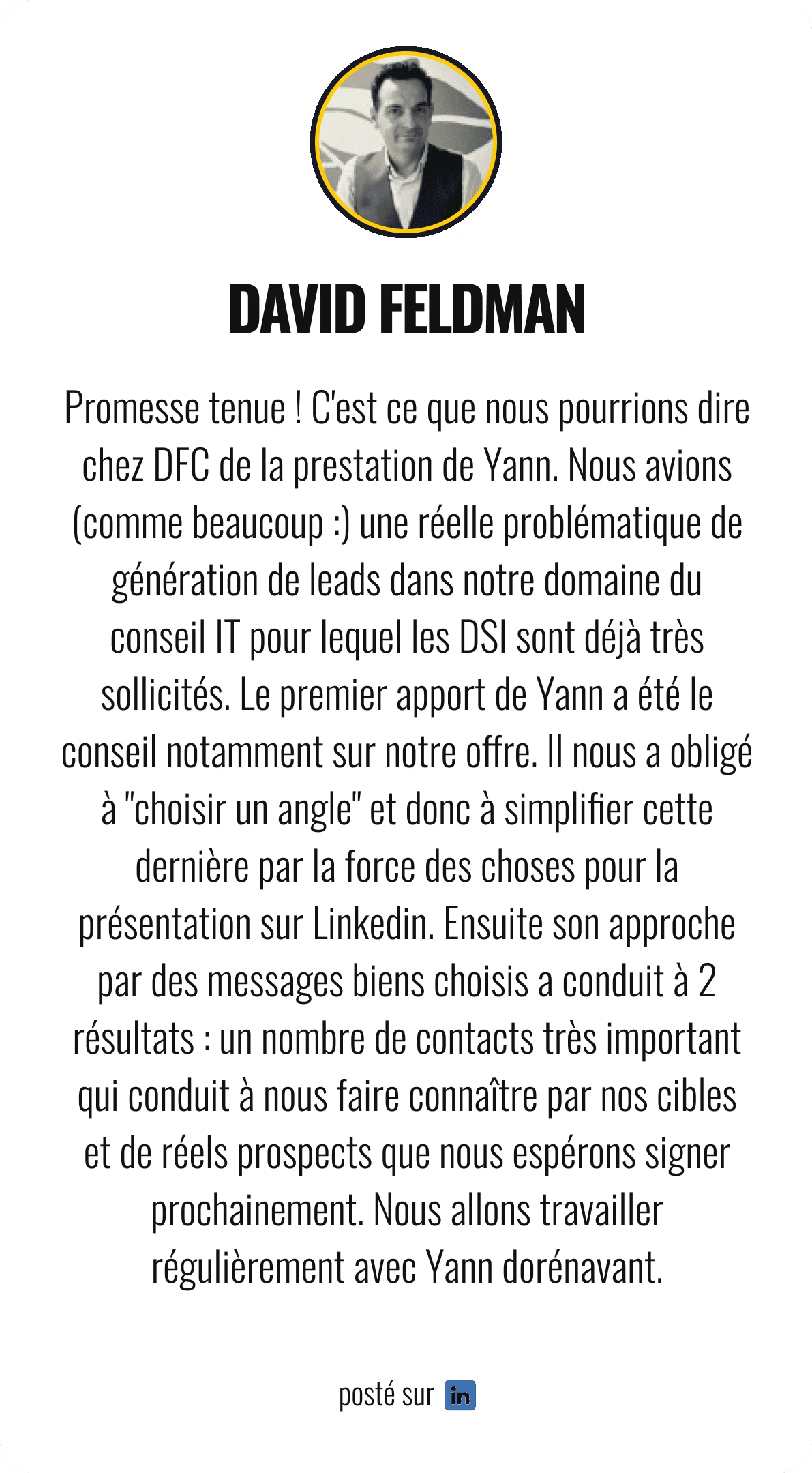 Témoignage de David Feldman