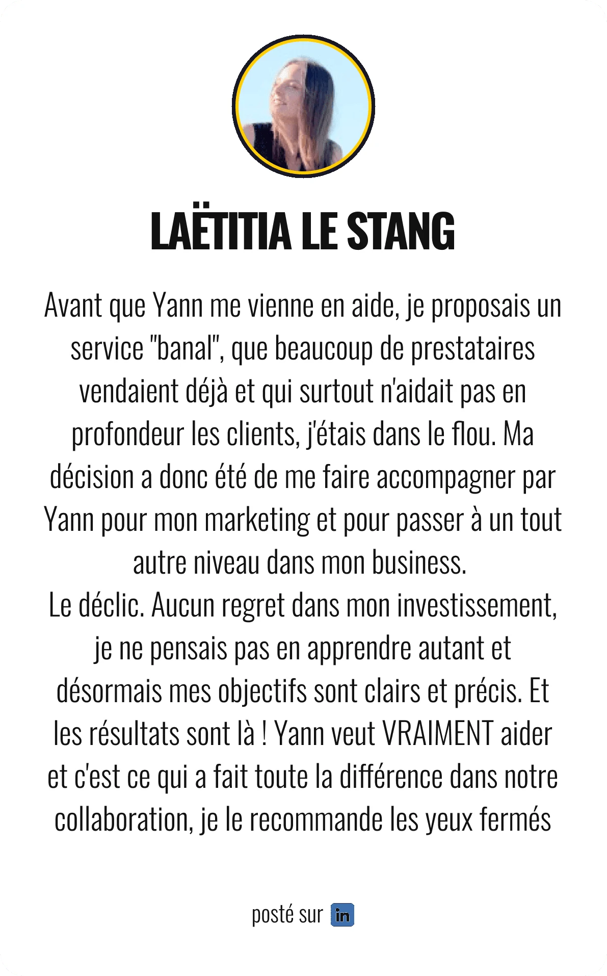 Témoignage de Laetitia Le Stang